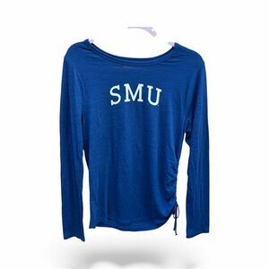 REDSHIRT SMU Collegiate Royal Blue Ruched Side Top Large Fan Football Sports